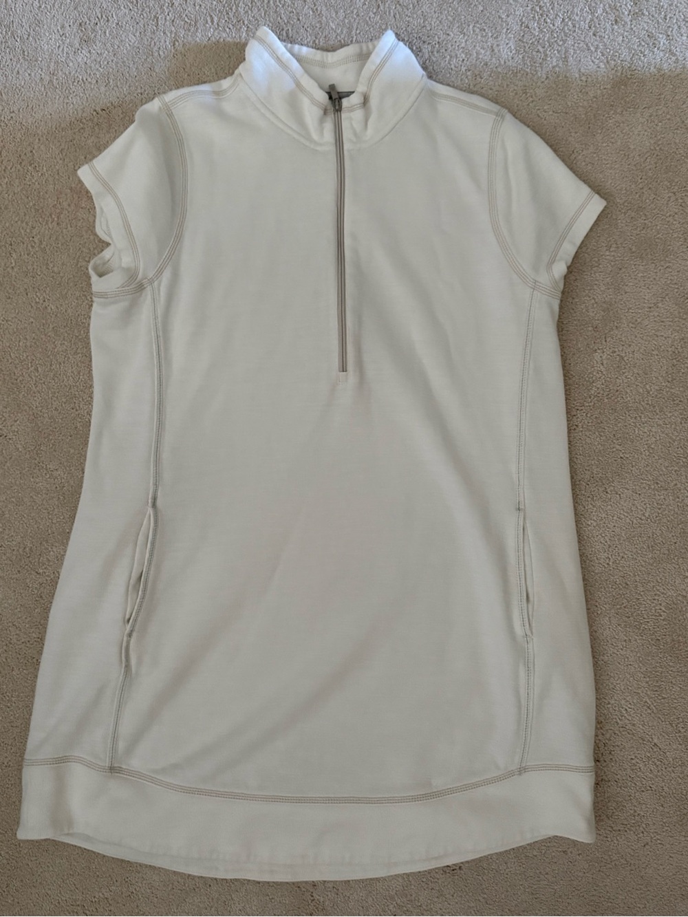Tommy Bahama Tobago Bay Women’s Short Sleeve Half-Zip Sleeveless Top in Cream XL
